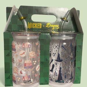 Wicked x Dragon Glassware - 16oz Glass Tumblers Set of 2 Broadway - New in Box